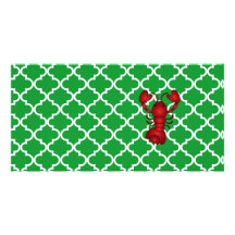 Red lobster green moroccan trellis pattern picture card