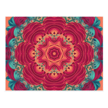 Red Lotus Mandala Postcard