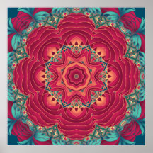 Red Lotus Mandala Posters