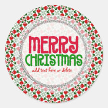 Red Love hearts Christmas Gift label Sticker
