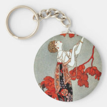 Red Madame Art Deco Design Keychain