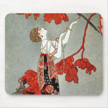 Red Madame Art Deco Design Mousemat