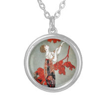 Red Madame Art Deco Design Personalized Necklace
