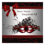 Red Mask Sweet 16 Masquerade Party Personalized Announcement