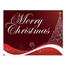 Red Merry Christmas Postcard