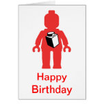 Red Minifig with 1 x 1 Brick Happy Birthday Card cards