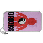 Red Minifig with BRICKS slogan speakers