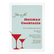 Red mint Christmas holiday cocktail martini retro Personalised Invite