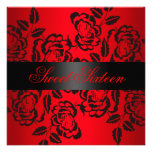 Red Modern Rose Sweet 16 Birthday Invite