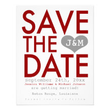 Red Modern Save the Date Announcements