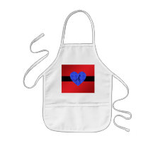 Red monogram blue roses apron