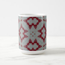 red multicolored abstract pattern coffee mugs