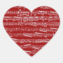 Red music notes heart stickers