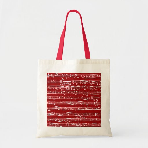 Red music notes tote bags | Zazzle