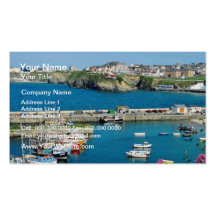 Red Newquay harbour, Cornwall, U.K. flowers Business Card