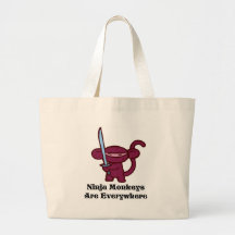 Red Ninja Monkey with Sword Canvas Bags