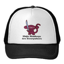 Red Ninja Monkey with Sword Trucker Hat