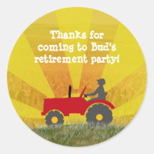 Red or Green Tractor Retirement Party Sticker