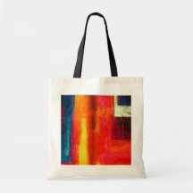 Red Orange Green Blue Color Fields Abstract Art Canvas Bag