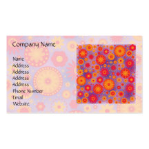 Red Orange & Purple Hippy Flower Pattern Business Cards