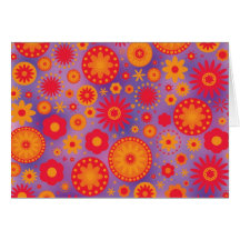 Red Orange & Purple Hippy Flower Pattern Cards