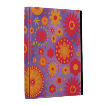 Red Orange & Purple Hippy Flower Pattern iPad Folio Case
