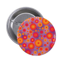 Red Orange & Purple Hippy Flower Pattern Pin