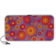 Red Orange & Purple Hippy Flower Pattern Mp3 Speaker