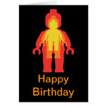 Red, Orange & Yellow Minifigs Happy Birthday Card cards