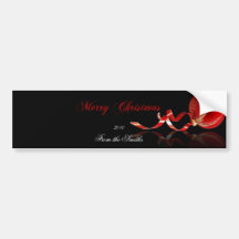 Red Ornament Merry Christmas on Black Bumper Sticker