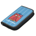 Red Owl Grad aqua stripes Folio Planner Organiser