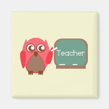 Red Owl Teacher At Chalkboard Magnets