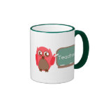 Red Owl Teacher At Chalkboard Mug