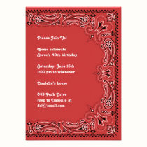 Red Paisley Bandanna Invitation invitations