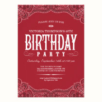 Red Paisley Birthday Invitations invitations