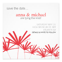 RED PALMS Save the Date Card Announcement