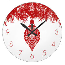 Red Pattern Holiday Ornament wall clocks