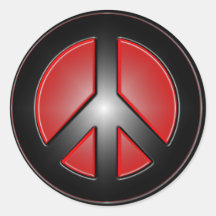 red peace sign round stickers