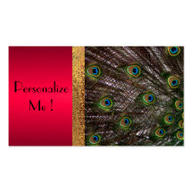 Red Peacock Save the Date Elegant Modern Trendy Business Cards
