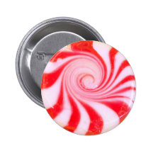 Red peppermint Christmas Mint Pinback Buttons