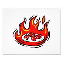 red peppers on plate in fire graphic photographic print
