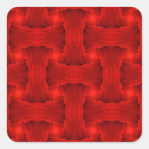 Red Petal Ribbon Weave Square Stickers