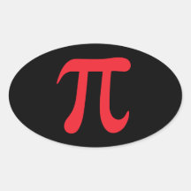 Red pi symbol on black background sticker