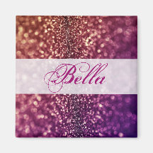 Red Pink and Purple Sparkle Diva Glitter Design Fridge Magnet
