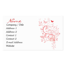 Red & Pink Butterfly Business Cards