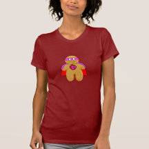 red & pink gingerbread man super hero dark t-shirt