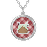 Red Plaid Poop Necklace