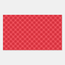 Red Plaid Rectangular Stickers