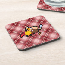 Red Plaid Spartan Gladiator Drink Coasters