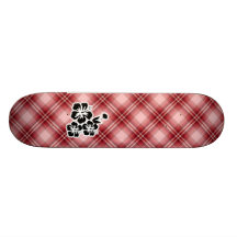 Red Plaid Tropical Flowers Custom Skate Board